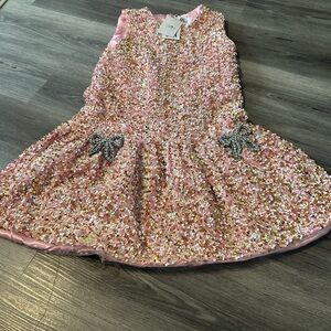 Lola Pink and Gold Sequin Kids Dress